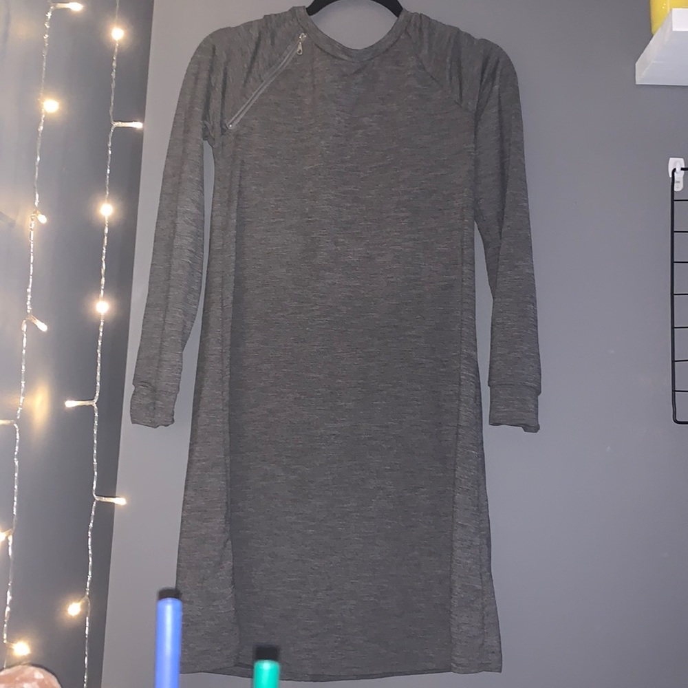 Gray long tee dress